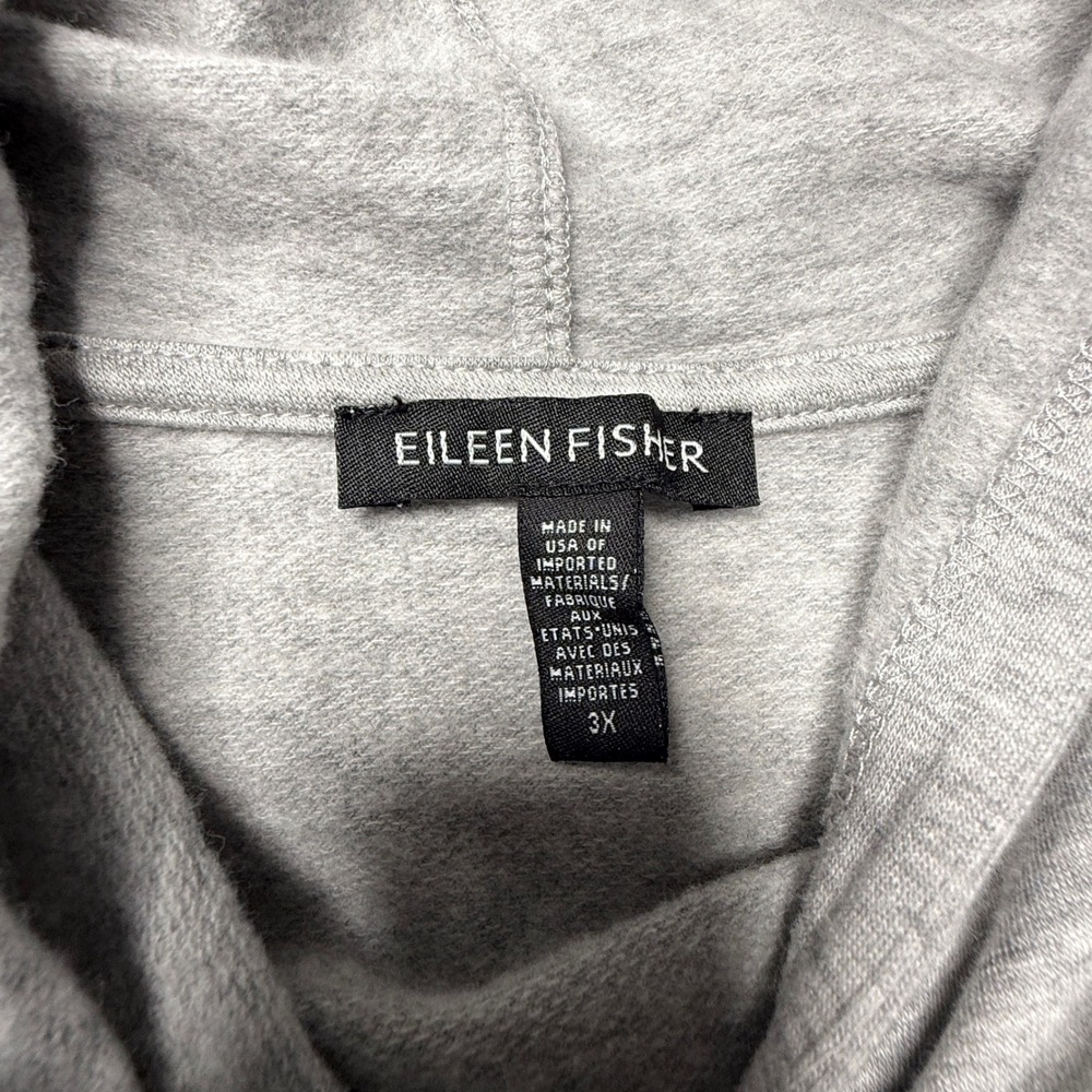 Eileen Fisher 3X Gray Hooded Poncho Top Short Sleeve Pullover Pockets - Picture 7 of 9